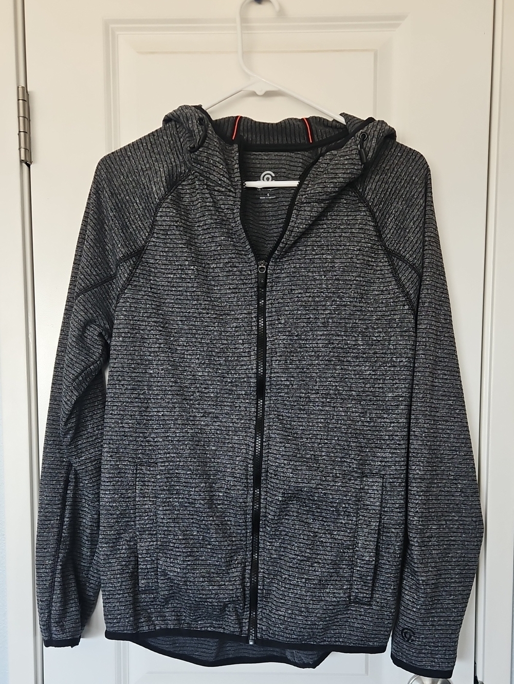 Champion Full Zip Lightweight Hoodie Men Small Black Grey